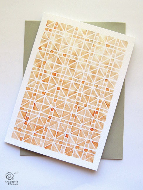 Paper Quilt Series Card - Monkey Wrench Block - Blank Card