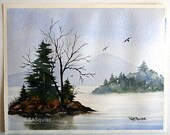 Lil' Island - Original Watercolor Painting 8x10 inch