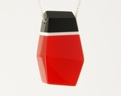Red Neck Rock - statement necklace - resin pendant - silver rope chain - minimalist retro - resin necklace - jewellery