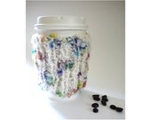 Knitted Cup Sweater Cup Cozy - Confetti Party Colors Soft Acrylic