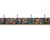 Handmade Paper Wall Coat Rack Black Colorful Mosaic Tile Batik Reclaimed Wood