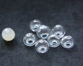 6pcs Hand Blown Hollow Glass Beads-Saucer (Coin) - Half Circle -  Glass Cover - One Hole - 11x9mm with 3mm hole
