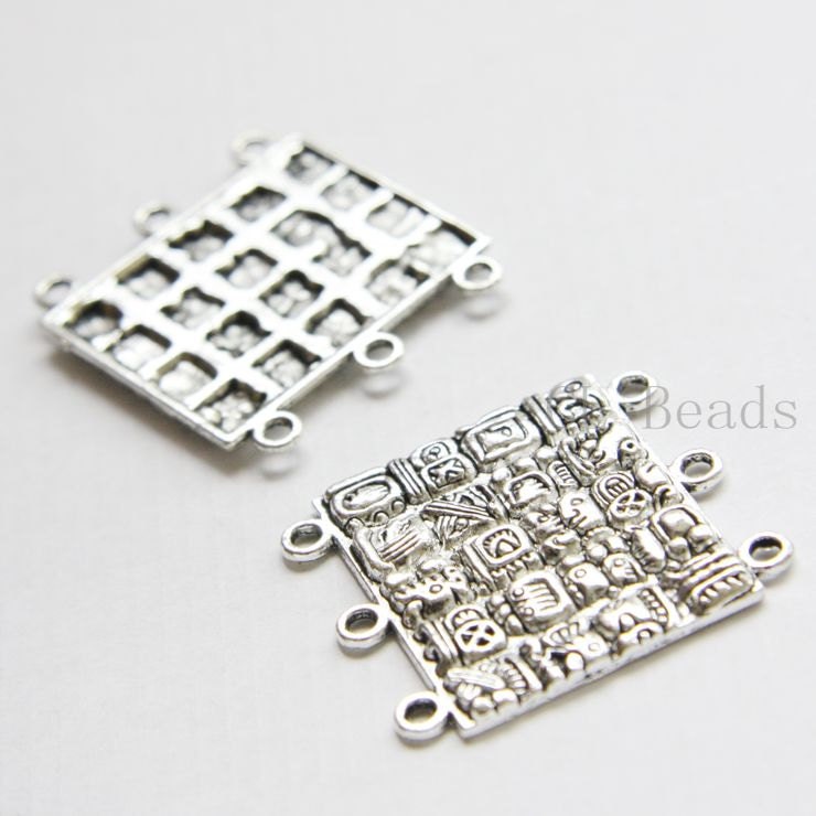 4pcs Oxidized Silver Tone Base Metal Links-Rectangle 35x27mm (16254Y-B-425A)