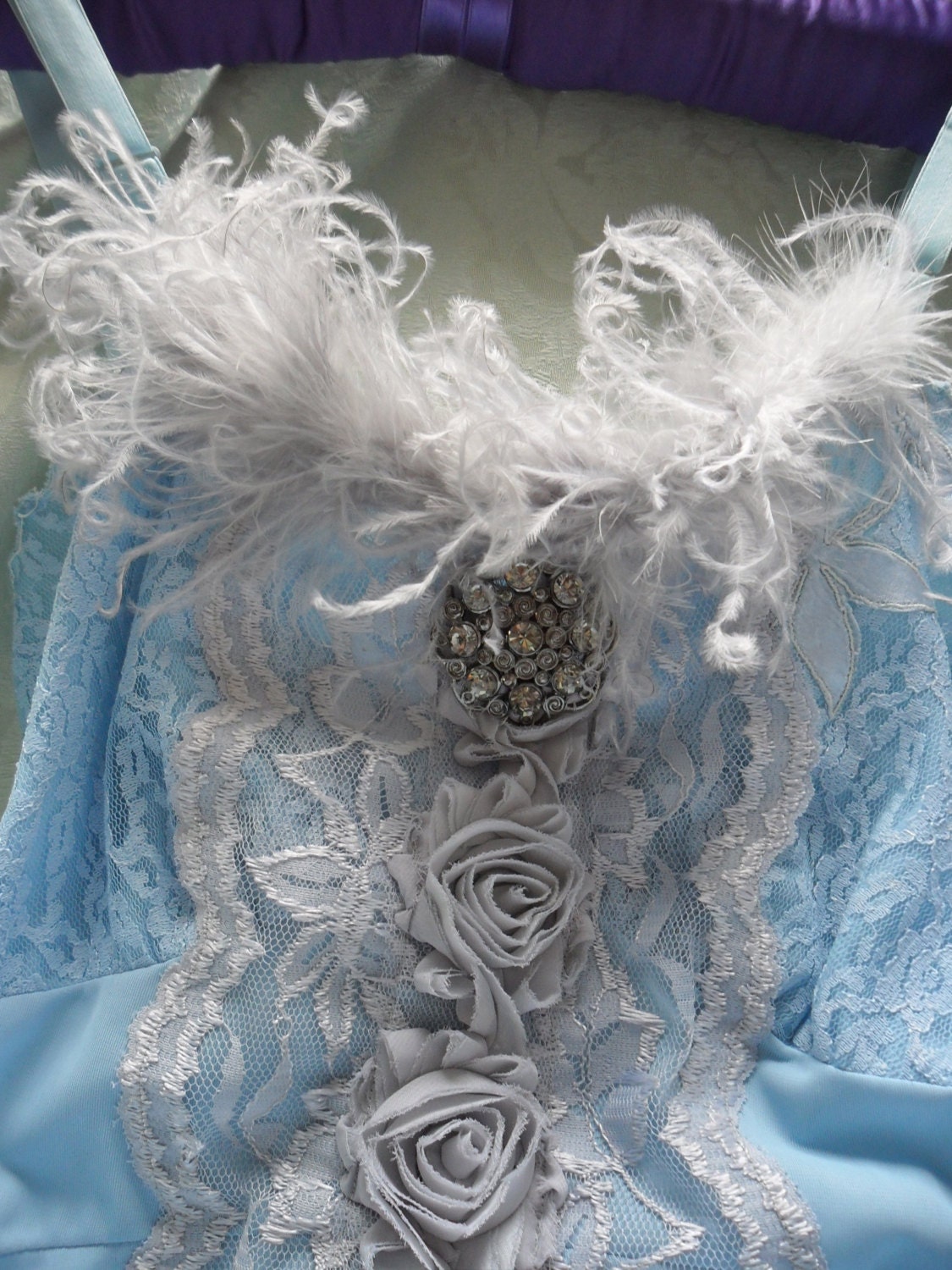FLAPPER Great Gatsby 1920s Jazz Age Speakeasy Roaring 20s Fringe - Vintage Slip Make Over - Blue and Grey