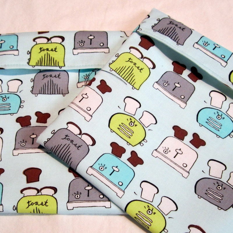 Lined LARGE FlipFlap Sack--YEAH TOAST Sandwich bag