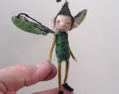 ooak pose-able tiny green BUG pixie FAIRY (16 ) art doll by DinkyDarlings