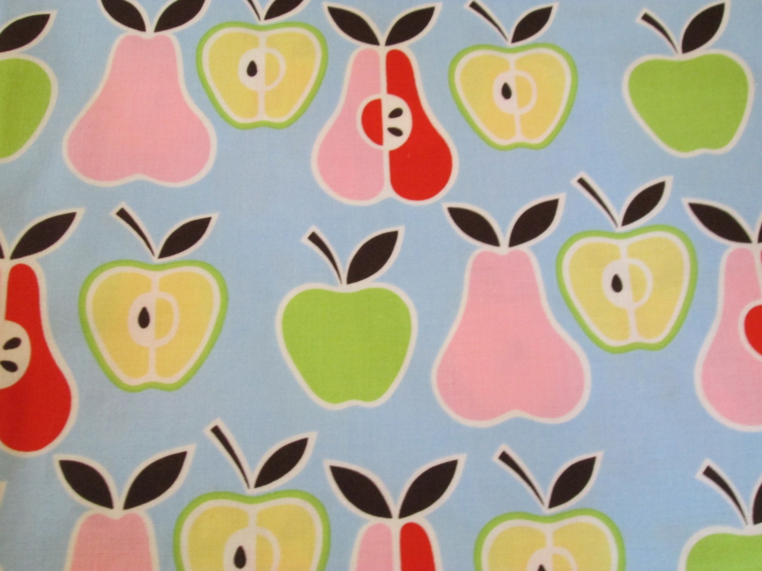 One Yard of Apples and Pears on Light Blue