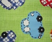 One Yard of Wheels Car Toss Quilting Cotton Fabric on Light Green
