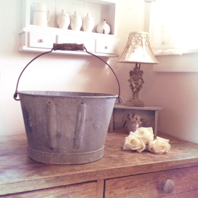 Grape Harvest Pail with Wooden Handle - France