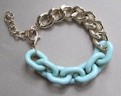 Chunky Link two tone (Charlie) mix Bracelet - Arm Candy - chain ready to ship mint gold plated
