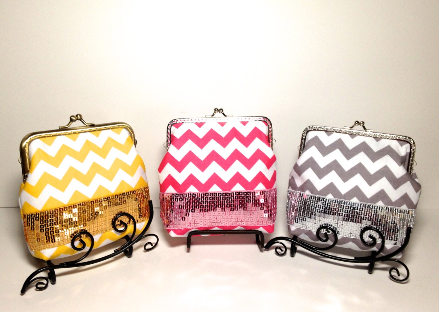 Coin Purse in Chevron with Sequins