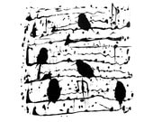 Minimalist Black and White Bird Fine Art Print -Twitter Tweet Abstract Music