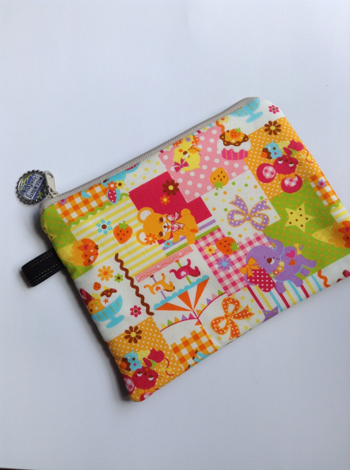 Citrus & Pink Kawaii Characters Medium Clutch/ Mini iPad Case/ Tablet or e Reader Case