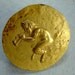 Vintage BUTTON PAN Greek Mythology   Metal goldtone Cast brass relief  Large 1 1/4 diameter