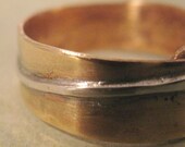 handmade bronze and sterling adjustable ring men or womens jewelry