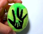 Felted Soap Human Hand Holding Alien Hand  - Needle Felted Felt Soap