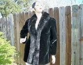 Vintage Midnight Black Faux Fake Fur Coat