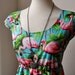 Dress With Tropical Flamingos in Turquoise and Pink / Handmade / Choose Your Size
