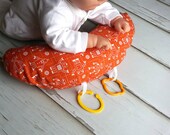 Organic Luna Tummy Time Pillow, Robot Schematics Orange