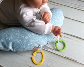 Organic Luna Tummy Time Pillow, Robot Schematics in Blue