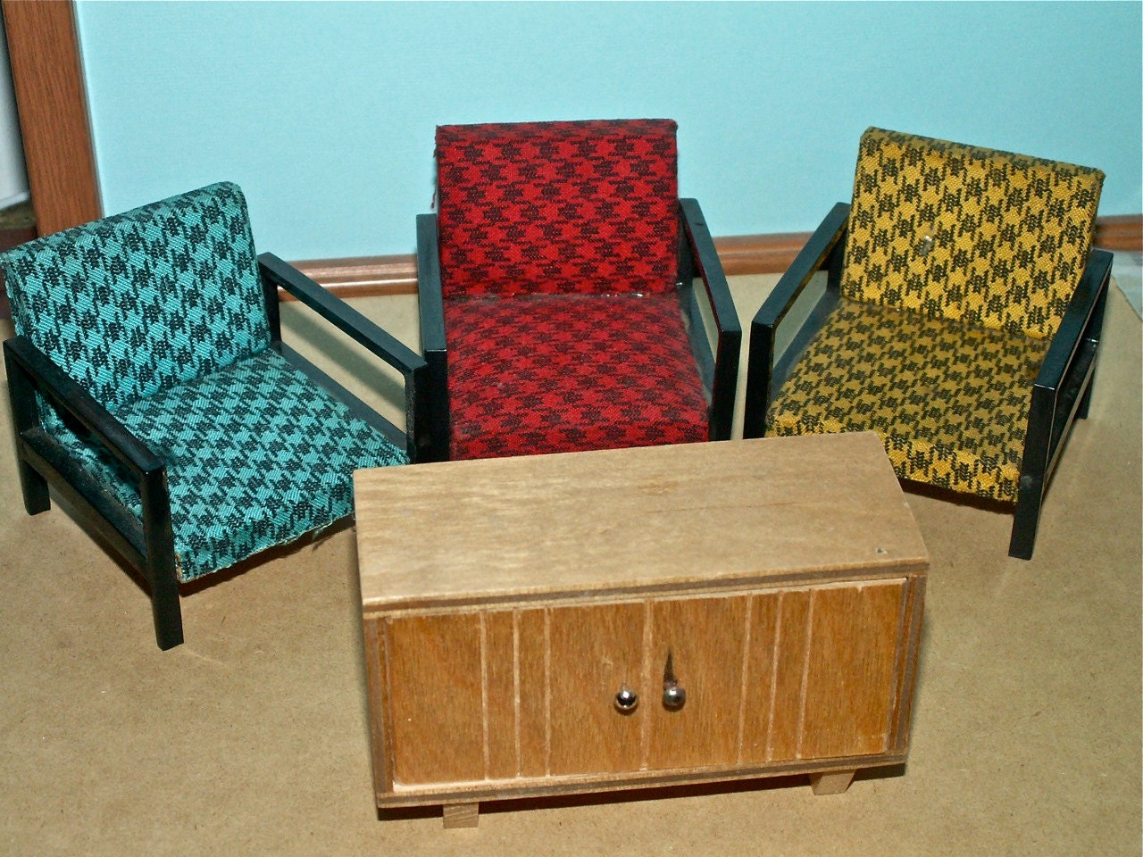 Vintage German Mid Century Modern Dollhouse Furniture 1950s Style in 1 12 Scale