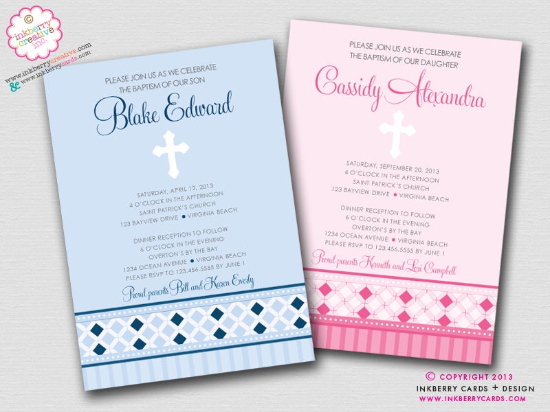 Diamond Geometric Band - Baptism Invitation (Digital File OR Cardstock Printed Cards Also Available) Il_570xn