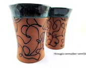 Ceramic tumbler, pottery cups,handmade juicer,  horsehair style- IN STOCK