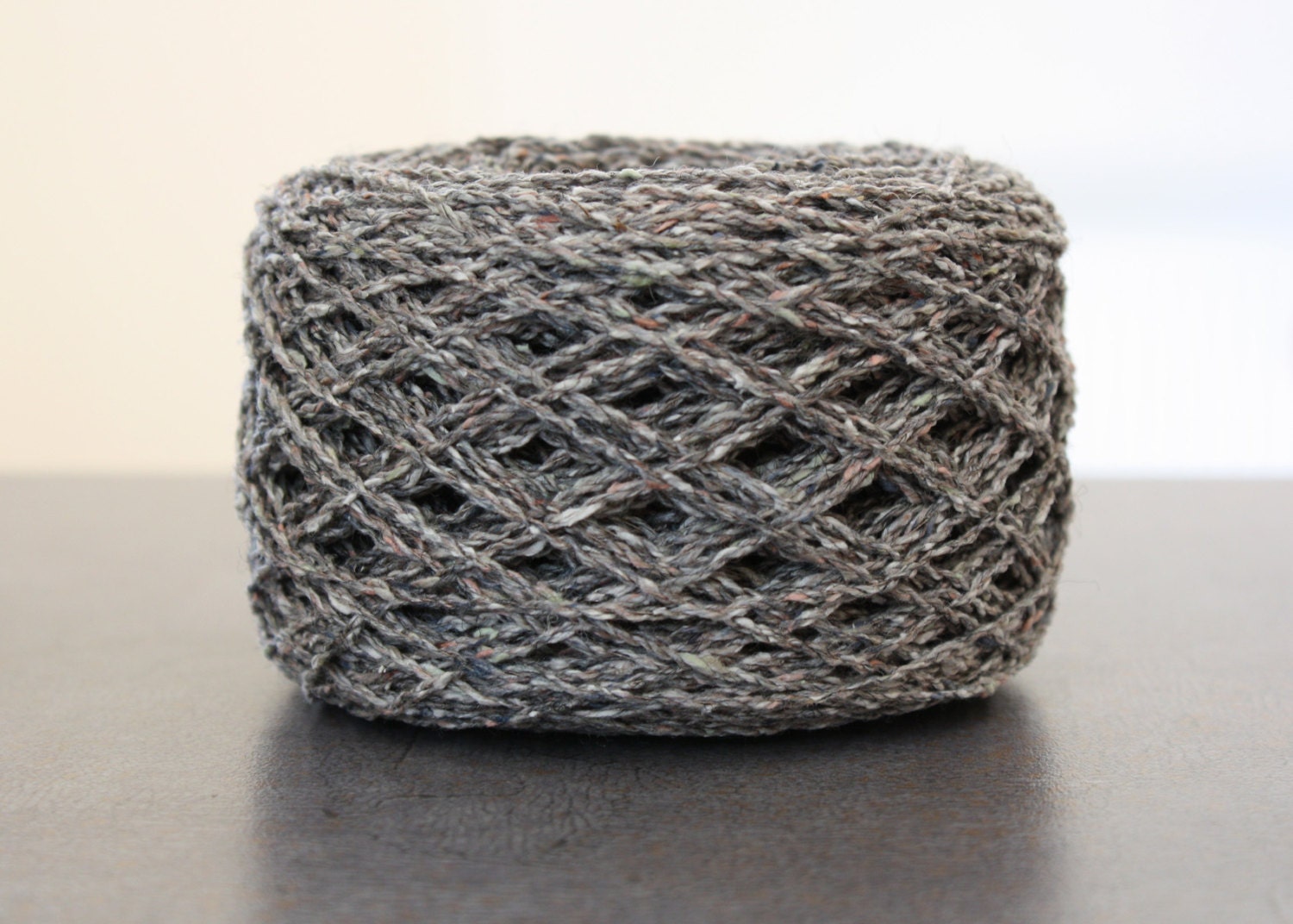 Wool Silk Elastic Yarn Two Ply Natural Mid Grey Knitting Weaving Crochet 60 g, 2.11 oz