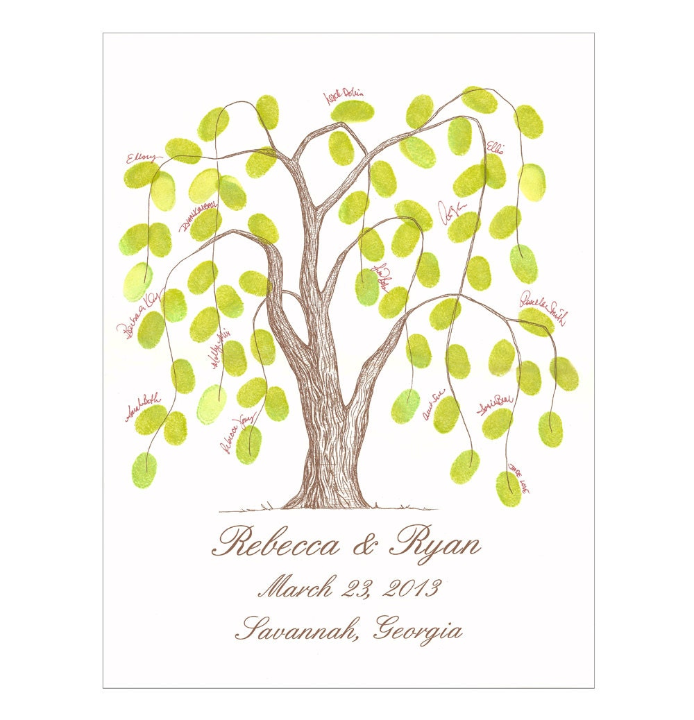 Thumbprint Tree Wedding Guest Book Alternative Weeping Willow Tree