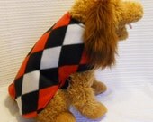 Custom Fleece Dog Coat in Red Black & White Diamond Print Sizes S to L