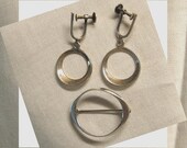 Vintage 50s Modernist Earrings/ fhb Francis Homes Boothby / & Sterling Pin