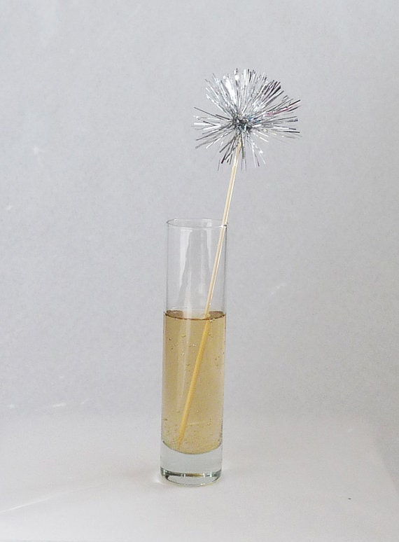 Gold or Silver Tinsel Drink Stirrers : Set of 100
