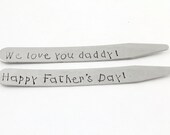 Personalized Stainless Steel Collar Stays for Men - Custom Hand Stamped Stiffeners - Father's Day Gift - Gift For Dad