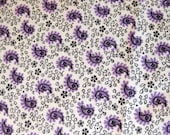 Vintage Cotton Fabric - Purple Paisley -  Small Print Yardage - Lavender and Black - Doll Clothes - Quilting