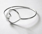 Sterling silver wire heart bangle