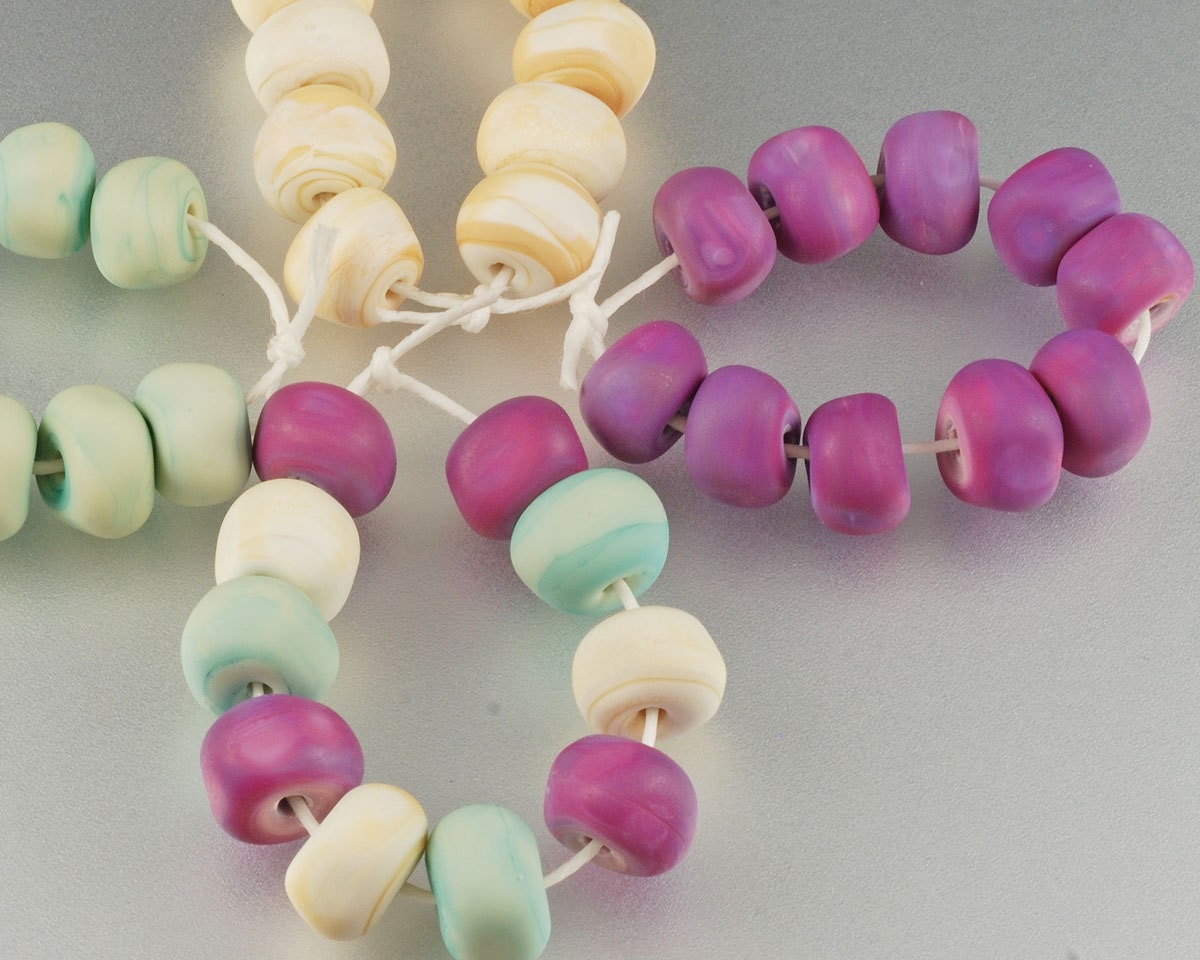 Nevada Desert Nuggets - matte etched, copper green, ivory, purple or mixed - Handmade lampwork beads SRA by Judith Billig