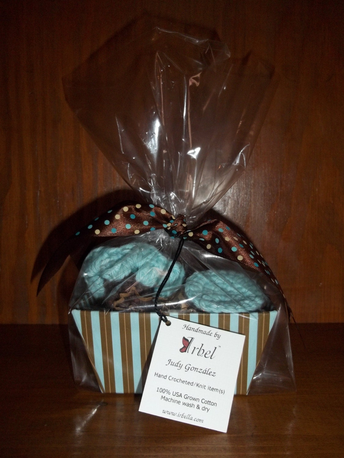 Mini Spa Gift Set - 5pc Chocolate Mint or Strawberry Chocolate colors Flower Washcloth & mini eye scrubbies