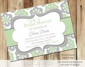 Sage Gray Floral - Bridal Shower invitation - any occasion, birthday, baby shower etc - PRINTABLE INVITATION DESIGN