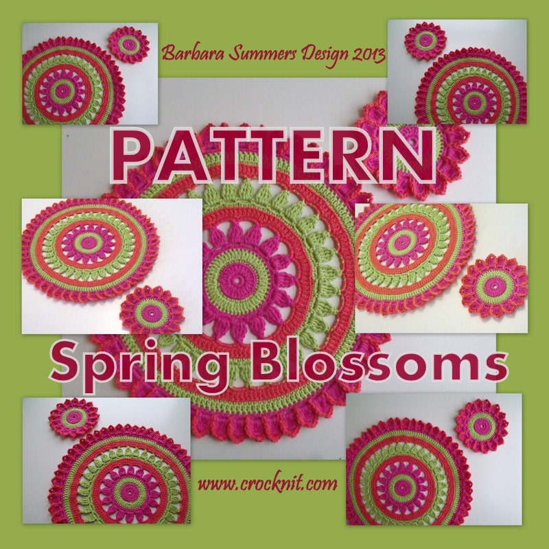 PATTERN Crochet Coasters, Placemats, Doilies SPRING BLOSSOMS Table Set Home Decor Instant Download