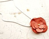 Small Leather Flower Pendant Necklace