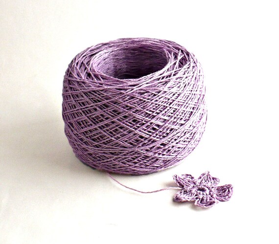 Crochet Thread 3 Ply Linen Thread Light Plum by Nothingbutstring