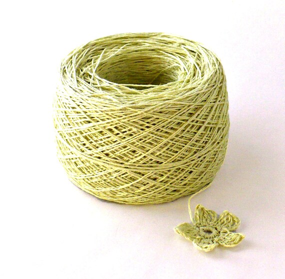 Crochet Thread 3 Ply Linen Thread Pale Spring by Nothingbutstring