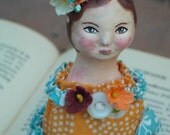 Chrysanthemum... Original,Contemporary, Folk, Hand Sculpted Clay Art Doll