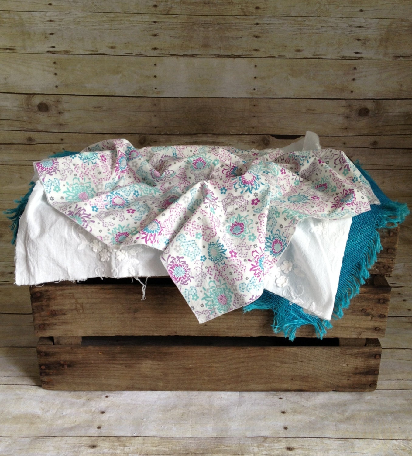 Teal Blue Burlap Layering Set, Newborn Photography, Basket Stuffer Prop Set