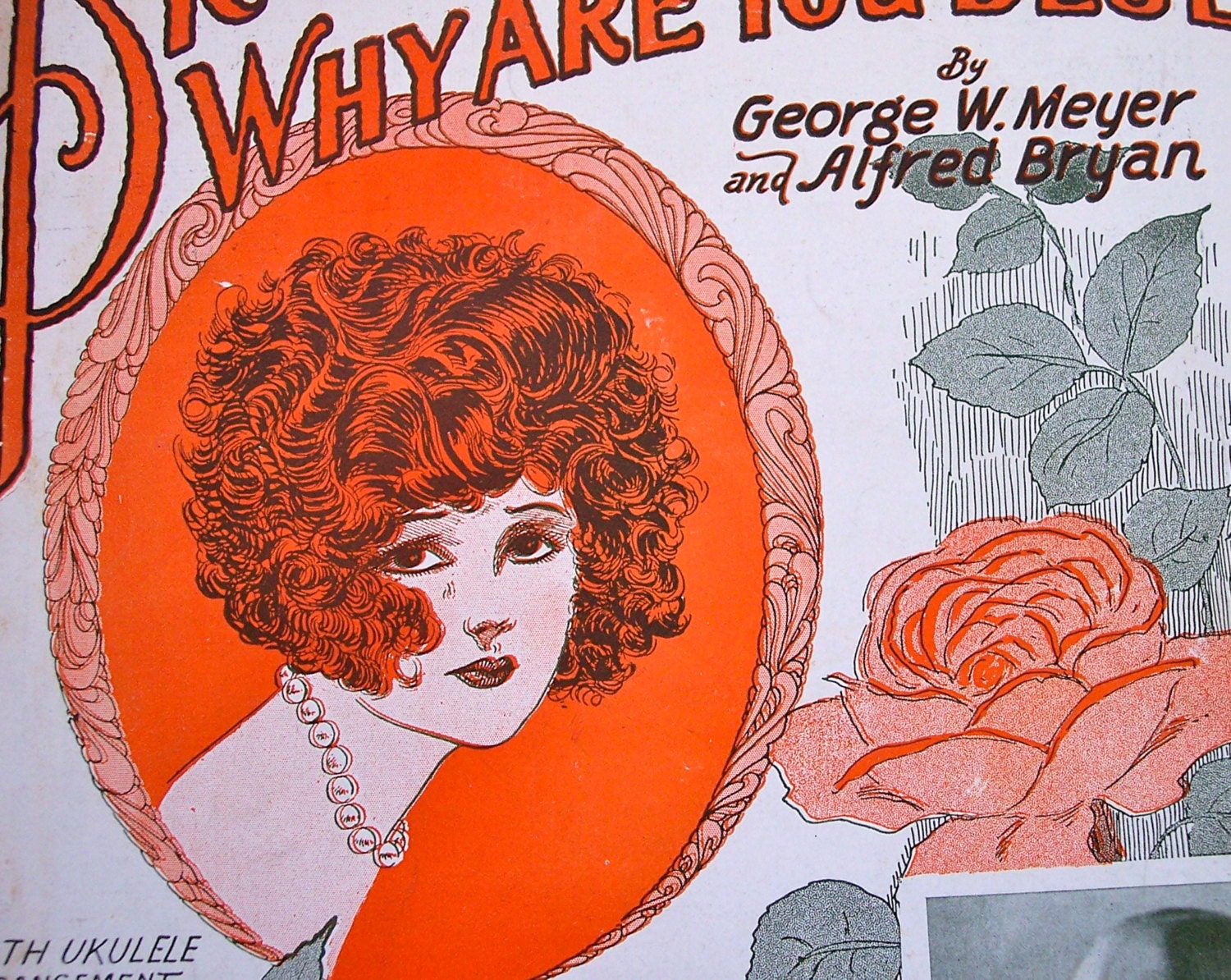 Vintage 1920's Sheet Music Piano Brown Eyes Why Are You Blue