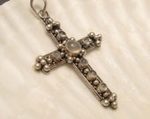 Sterling Moonstone Cross Pendant Vintage C5427