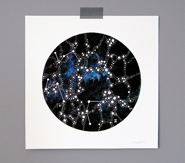 imaginary star chart number 4 // stars, constellations, astronomy // archival art print from my original painting // by natasha newton