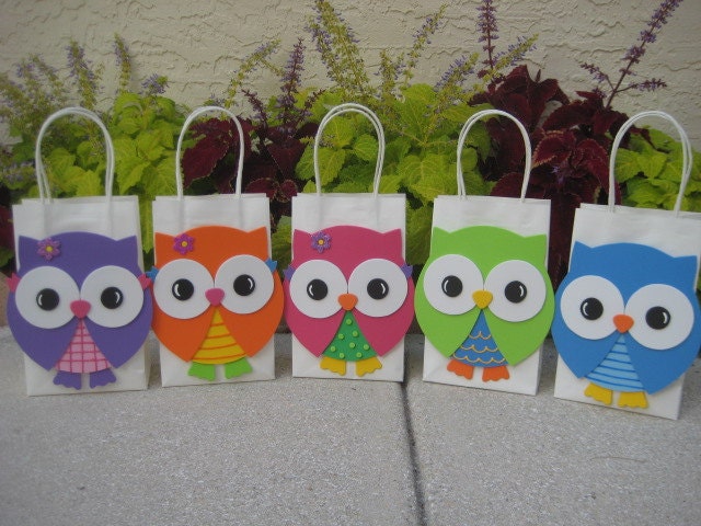 Colorful Owl Birthday Party Favor Bag