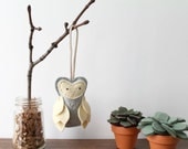 Gray Felt Owl Ornament // Nursery Decor // Woodland Plush Door Hanger by OrdinaryMommy on Etsy