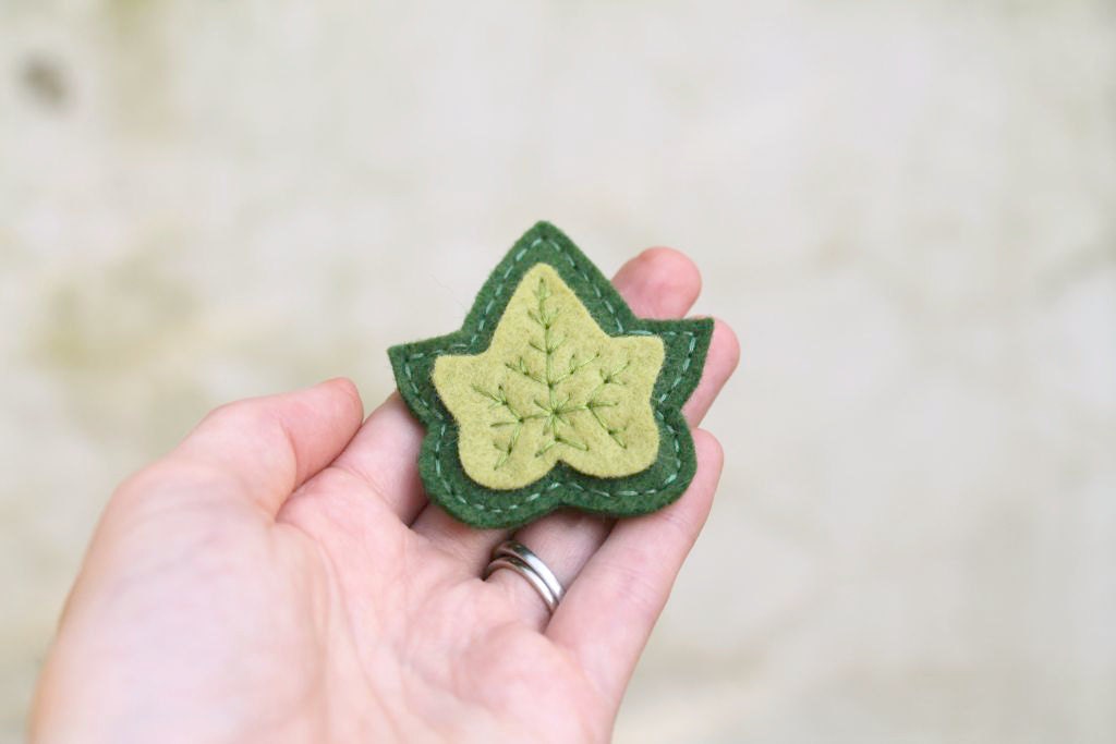 Ivy Leaf Barrette // Felt Hair Accessory // Women's Woodland Hair Clip by OrdinaryMommy on Etsy